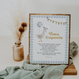 Blue Gingham One Gekke Goose Time Capsule Sign