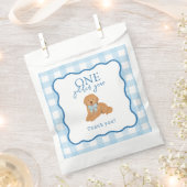 Blue Gingham One Golden Year Boys First Birthday Bedankzakje (Geknipt)