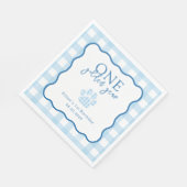 Blue Gingham One Golden Year Boys First Birthday Servet (Hoek)