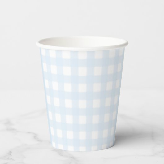 Blue Gingham Paper cup Papieren Bekers (Achterkant)