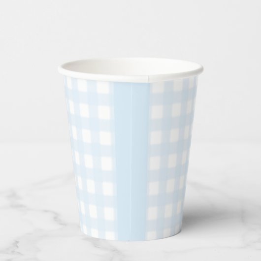Blue Gingham Paper cup Papieren Bekers (Rechts)