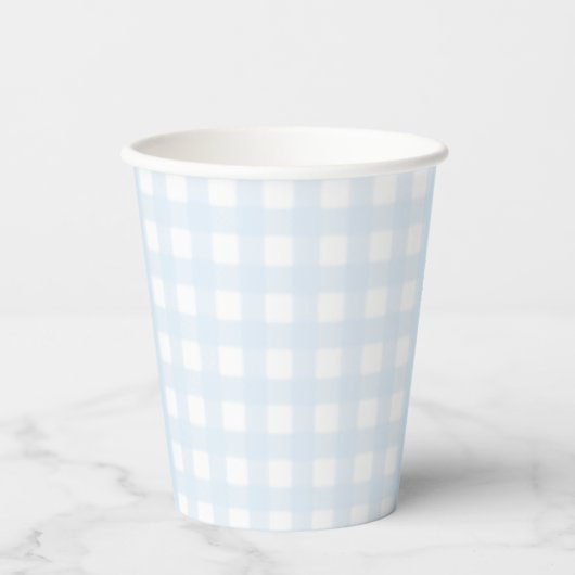 Blue Gingham Paper cup Papieren Bekers (Voorkant)