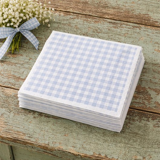 Blue Gingham Paper Napkins Servet