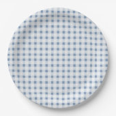 Blue Gingham Papieren Bordje (Voorkant)