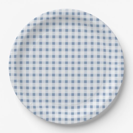 Blue Gingham Papieren Bordje (Voorkant)