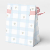 Blue Gingham Pattern Floral Cartoon Party Supplies Bedankdoosjes (Achterkant)