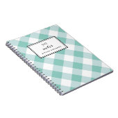 Blue Gingham Pattern Gepersonaliseerd Notitieboek (Rechterzijde)