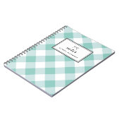 Blue Gingham Pattern Gepersonaliseerd Notitieboek (Linkerzijde)
