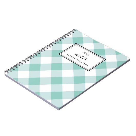 Blue Gingham Pattern Gepersonaliseerd Notitieboek (Linkerzijde)