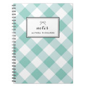 Blue Gingham Pattern Gepersonaliseerd Notitieboek (Voorkant)