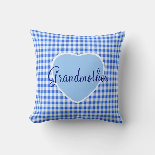 Blue Gingham Pattern Grandmoeder's Pillow Kussen (Voorkant)