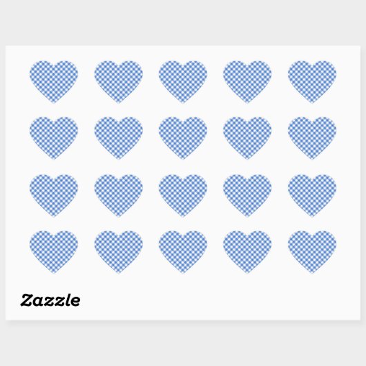 Blue Gingham Pattern Hart Sticker (Vel)