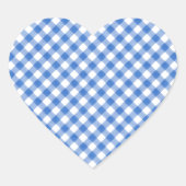 Blue Gingham Pattern Hart Sticker (Voorkant)