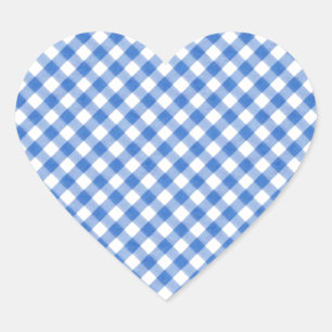 Blue Gingham Pattern Hart Sticker