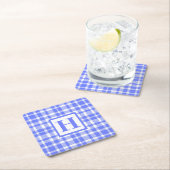 Blue Gingham Pattern Kartonnen Onderzetters (Insitu)