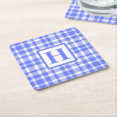 Blue Gingham Pattern Kartonnen Onderzetters (Schuin)