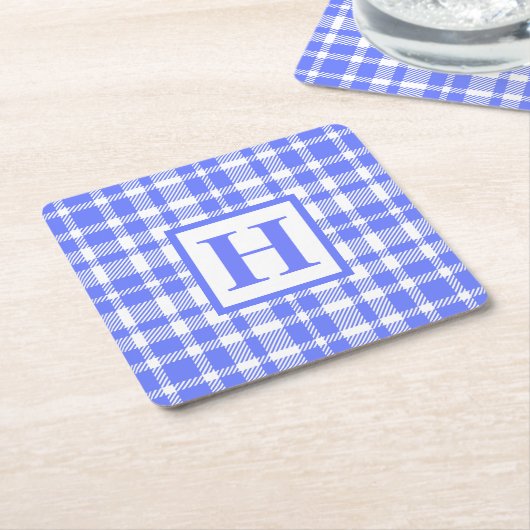 Blue Gingham Pattern Kartonnen Onderzetters (Schuin)