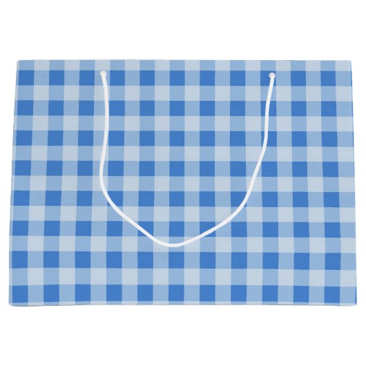 Blue Gingham Pattern Large Gift Bag Cadeautasje (Voorkant)