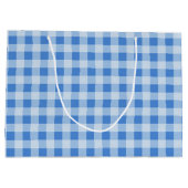 Blue Gingham Pattern Large Gift Bag Cadeautasje (Achterkant)