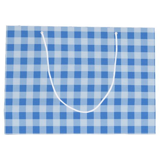 Blue Gingham Pattern Large Gift Bag Cadeautasje (Achterkant)