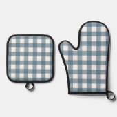 Blue Gingham Pattern Ovenwant & Pannenlap Set (Voorkant)