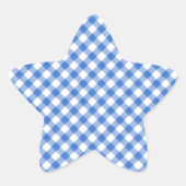Blue Gingham Pattern Ster Sticker (Voorkant)