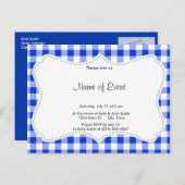 Blue Gingham Pattern Uitnodiging Briefkaart (Voorkant / Achterkant)
