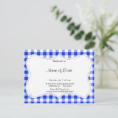 Blue Gingham Pattern Uitnodiging Briefkaart (Staand voorkant)