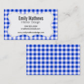 Blue Gingham Pattern Visitekaartje (Voorkant / Achterkant)