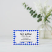 Blue Gingham Pattern Visitekaartje (Staand voorkant)
