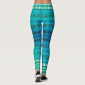 Blue Gingham Pattern Zomer Leggings (Achterkant)