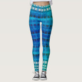 Blue Gingham Pattern Zomer Leggings (Voorkant)