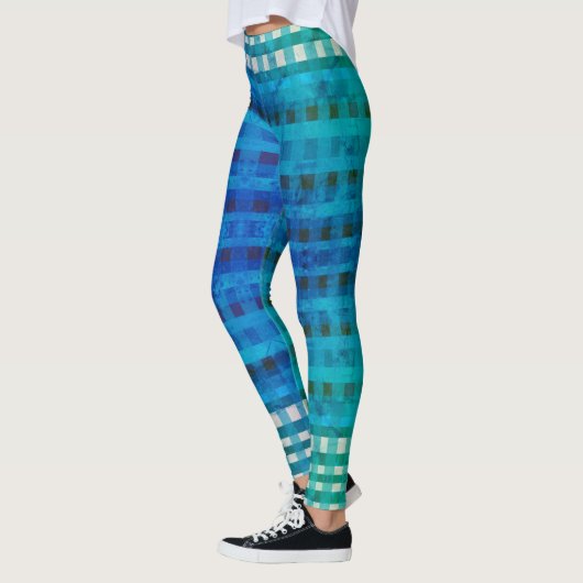 Blue Gingham Pattern Zomer Leggings (Links)