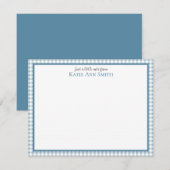 Blue Gingham Personal Note-kaarten Notitiekaartje (Voorkant / Achterkant)