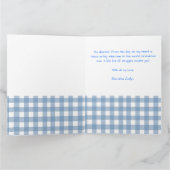 Blue Gingham Personalized Baby Welcome Card  Kaart (Binnen)