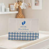Blue Gingham Personalized Baby Welcome Gift Bag  Groot Cadeauzakje