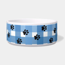 Blue Gingham Pet Bowl, Chic en Elegant