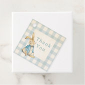 Blue Gingham Peter het konijn Verjaardag Dank u Bedankjes Labels (In situ)