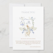 Blue Gingham Peter the Rabbit Baby shower MUTED BL Bedankkaart (Voorkant)