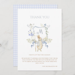 Blue Gingham Peter the Rabbit Baby shower MUTED BL Bedankkaart
