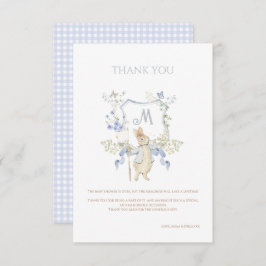 Blue Gingham Peter the Rabbit Baby shower MUTED BL Bedankkaart