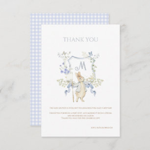 Blue Gingham Peter the Rabbit Baby shower MUTED BL Bedankkaart