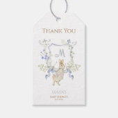 Blue Gingham Peter the Rabbit Baby shower MUTED BL Cadeaulabel (Voorkant)