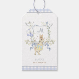 Blue Gingham Peter the Rabbit Baby shower MUTED BL Cadeaulabel