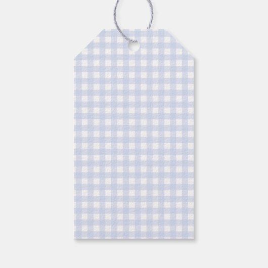 Blue Gingham Peter the Rabbit Baby shower MUTED BL Cadeaulabel (Achterkant)