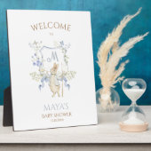 Blue Gingham Peter the Rabbit Baby shower MUTED BL Fotoplaat (Zijkant)