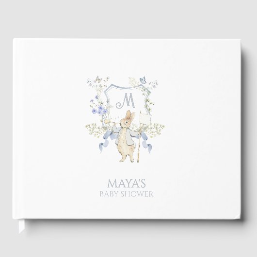 Blue Gingham Peter the Rabbit Baby shower MUTED BL Gastenboek (Voorkant)