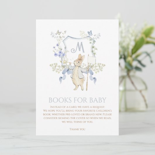Blue Gingham Peter the Rabbit Baby shower MUTED BL Kaart (Staand voorkant)