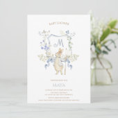 Blue Gingham Peter the Rabbit Baby shower MUTED BL Kaart (Staand voorkant)