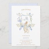 Blue Gingham Peter the Rabbit Baby shower MUTED BL Kaart (Voorkant / Achterkant)